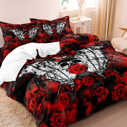 Luxe Layers Bettwäsche-Set mit Rose-Skull-Design