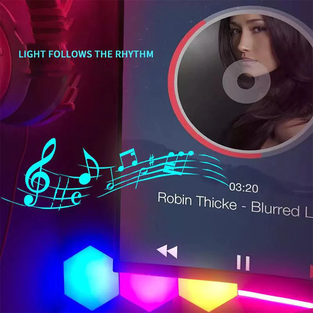 Hexagon RGB LED-Wandleuchten mit App-Steuerung