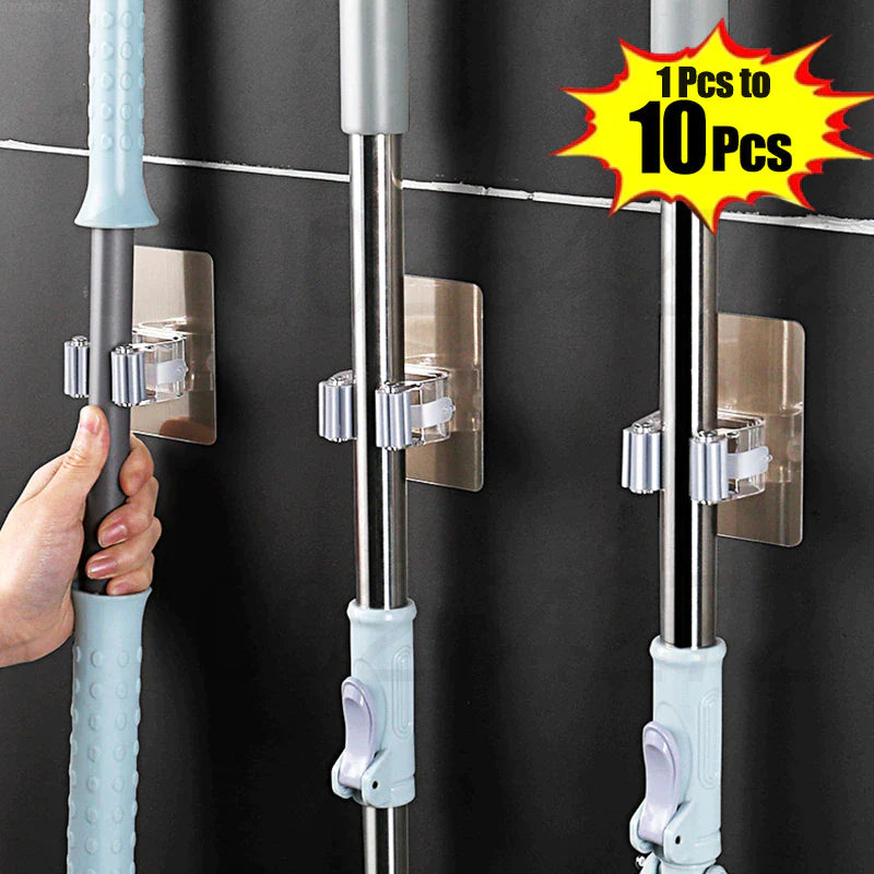 Selbstklebende Universal-Halter für Besen, Mop & Ordnung