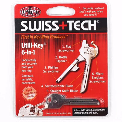 6-in-1 Schlüssel-Multitool aus Edelstahl – kompakter EDC-Helfer