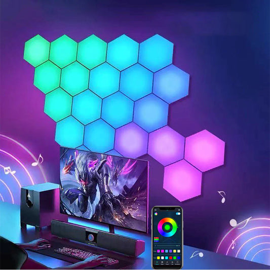 Hexagon RGB LED-Wandleuchten mit App-Steuerung