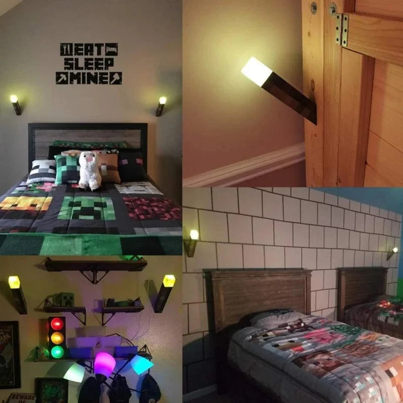 Pixel-Fackel LED-Lampe im Gaming-Stil