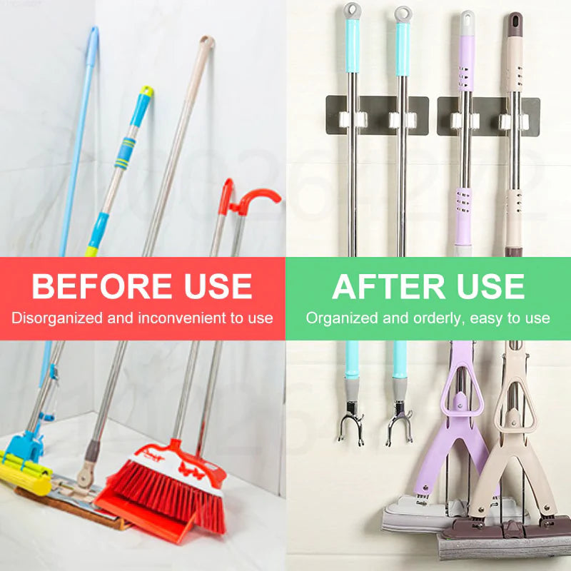 Selbstklebende Universal-Halter für Besen, Mop & Ordnung