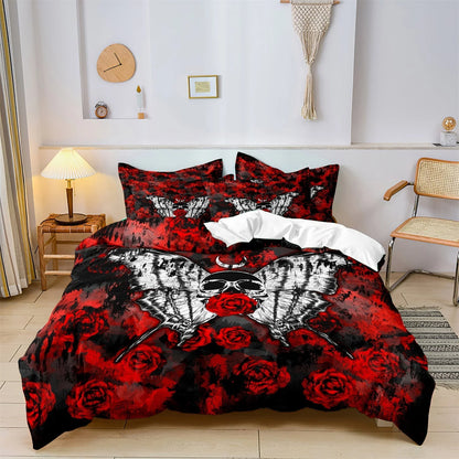 Luxe Layers Bettwäsche-Set mit Rose-Skull-Design