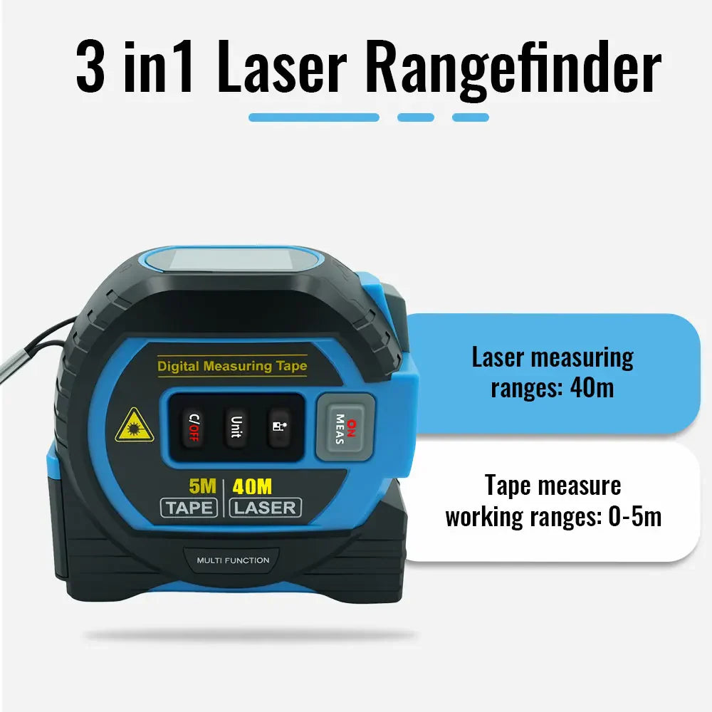 3-in-1 Laser-Entfernungsmesser mit Maßband