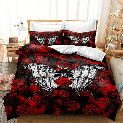 Luxe Layers Bettwäsche-Set mit Rose-Skull-Design