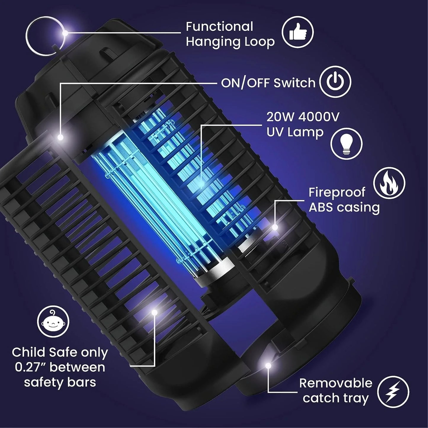 Zeytra elektrischer Insektenfänger mit 20W UV-Licht