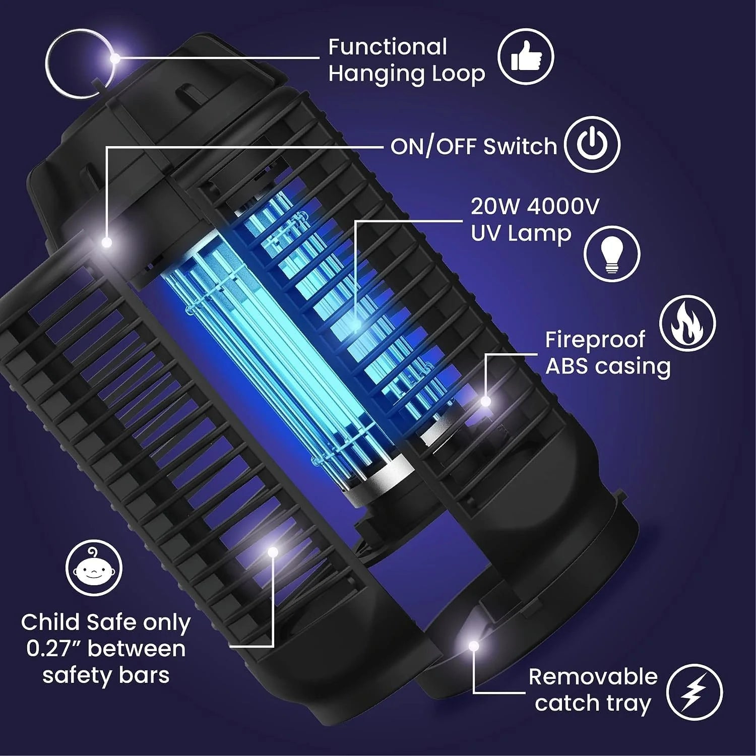 Zeytra elektrischer Insektenfänger mit 20W UV-Licht