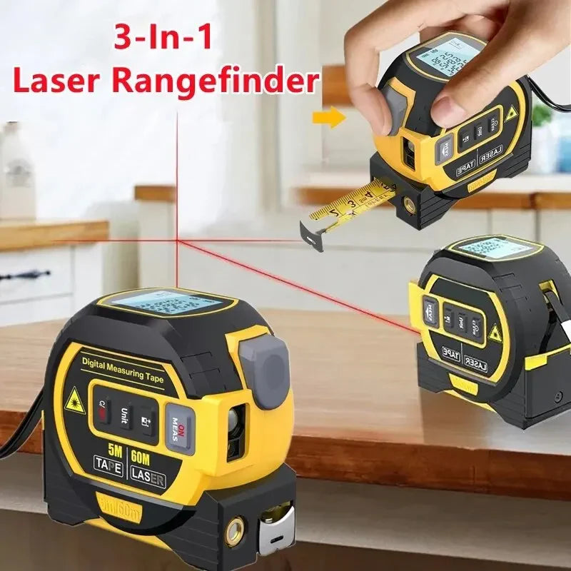 3-in-1 Laser-Entfernungsmesser mit Maßband