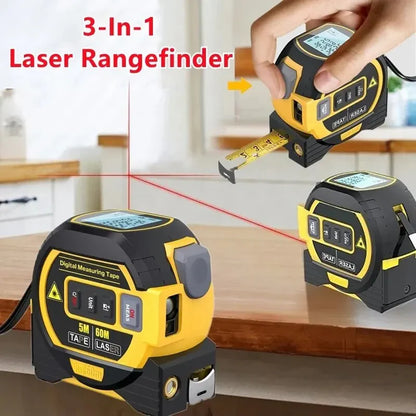 3-in-1 Laser-Entfernungsmesser mit Maßband
