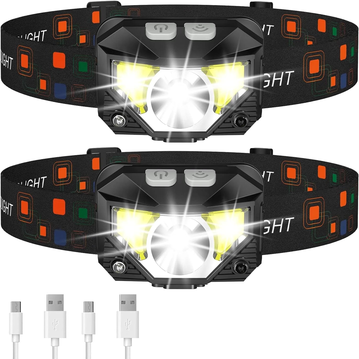 Lumivor 2er-Set wiederaufladbare LED-Stirnlampen