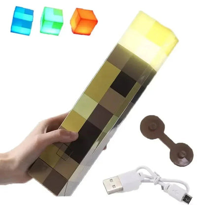 Pixel-Fackel LED-Lampe im Gaming-Stil