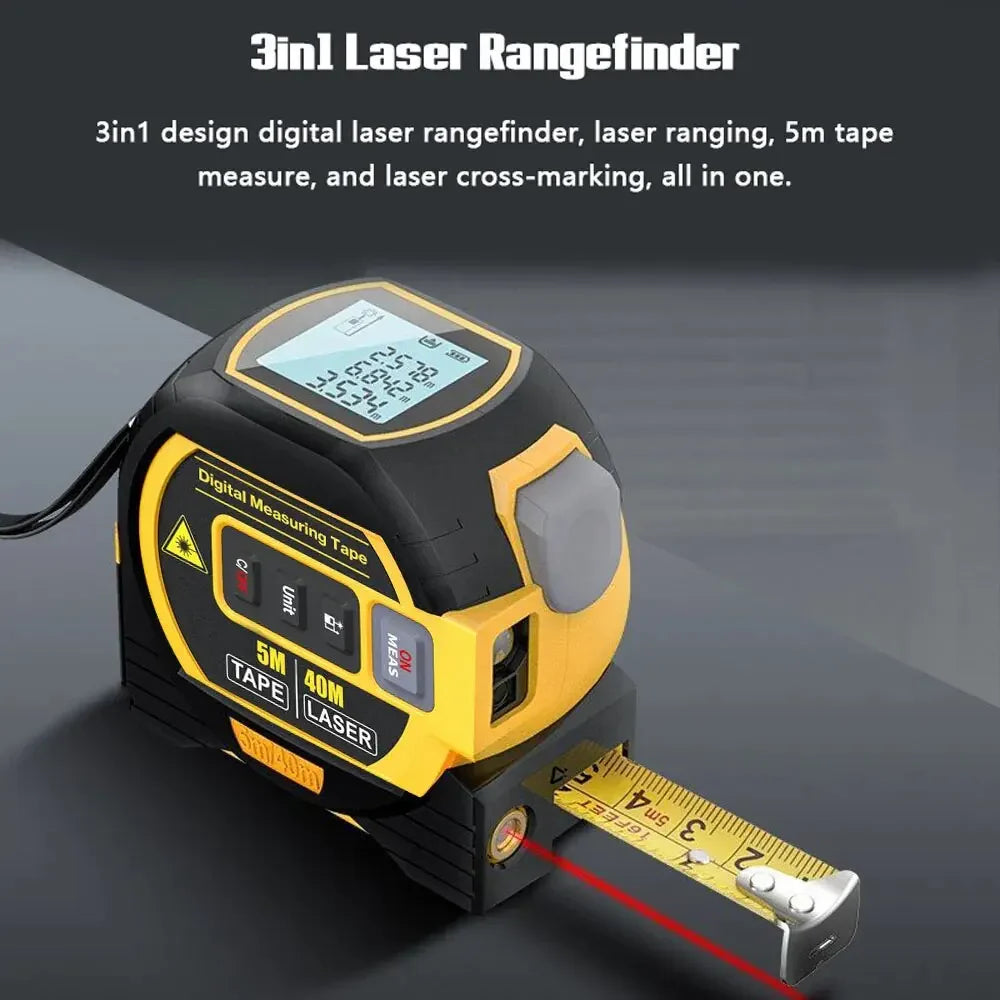 3-in-1 Laser-Entfernungsmesser mit Maßband