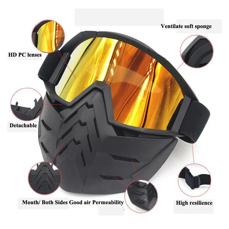 Motorrad-Schutzbrille mit Gesichtsmaske