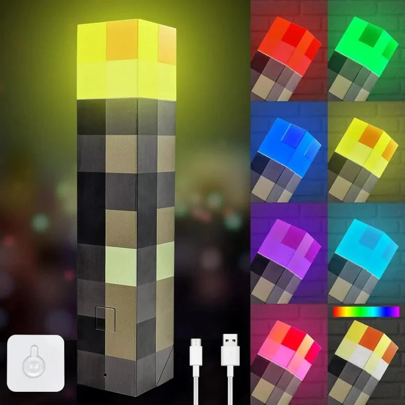 Pixel-Fackel LED-Lampe im Gaming-Stil