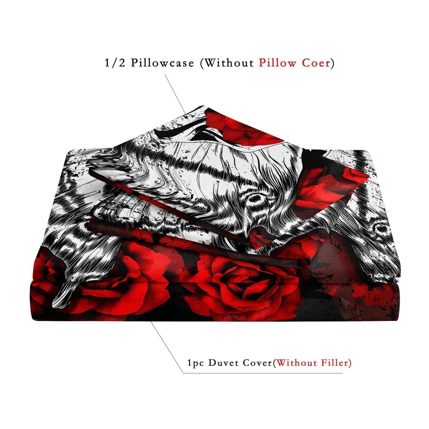 Luxe Layers Bettwäsche-Set mit Rose-Skull-Design
