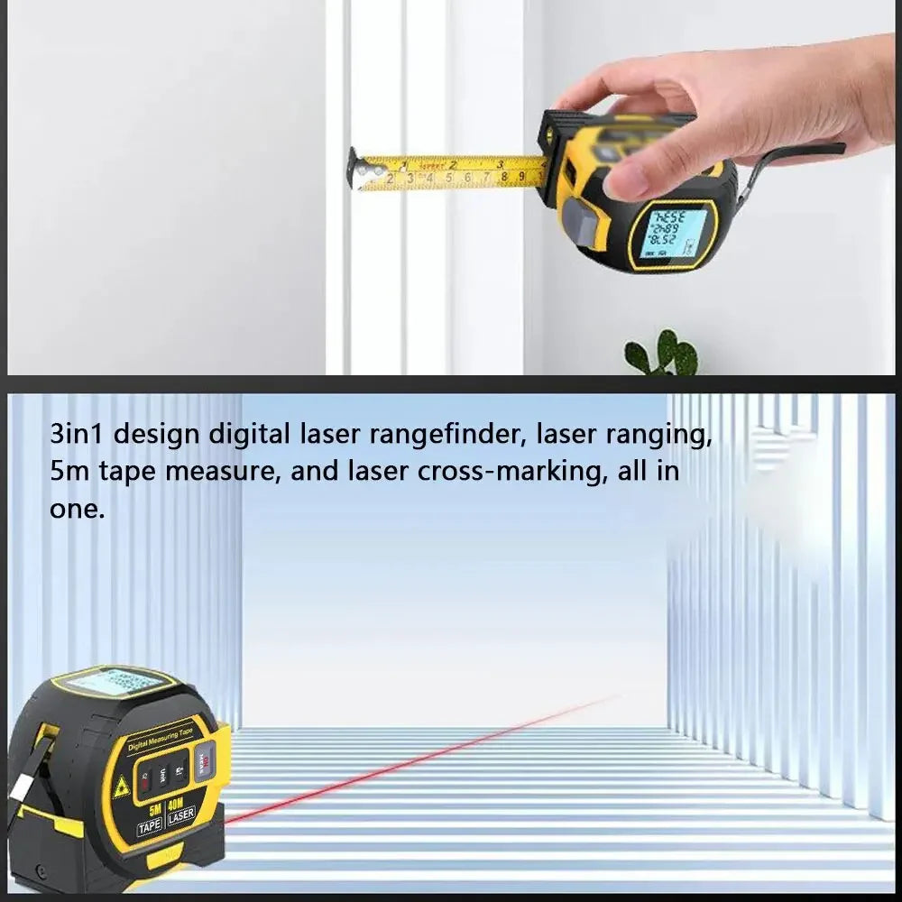 3-in-1 Laser-Entfernungsmesser mit Maßband