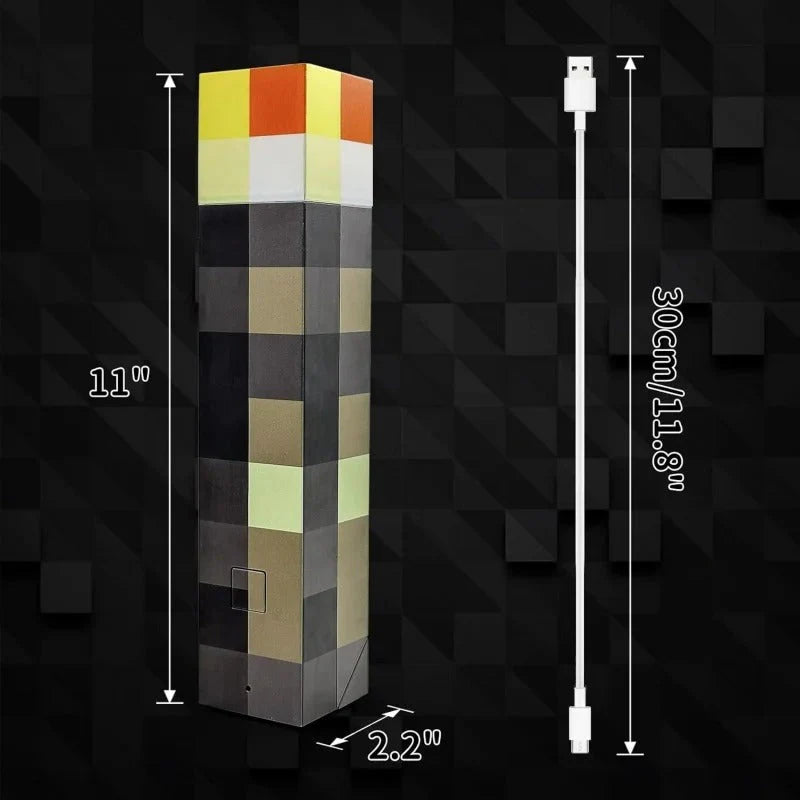 Pixel-Fackel LED-Lampe im Gaming-Stil